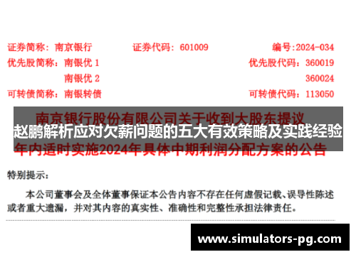 赵鹏解析应对欠薪问题的五大有效策略及实践经验 赵鹏解析应对欠薪问题的五大有效策略及实践经验