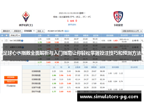 足球心水指数全面解析与入门指南让你轻松掌握投注技巧和预测方法