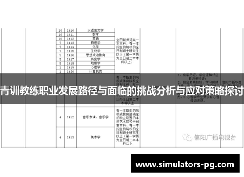 青训教练职业发展路径与面临的挑战分析与应对策略探讨